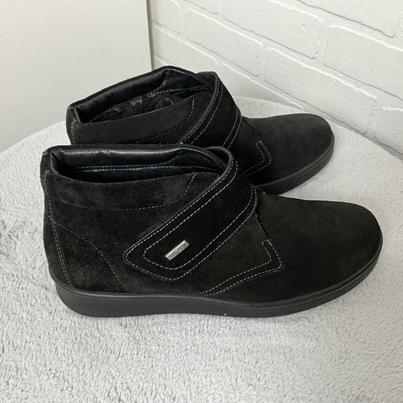 Jomos JoTex Women’s Booties Black Suede Nubuck Genuine Leather Sz 10W - Picture 2 of 15